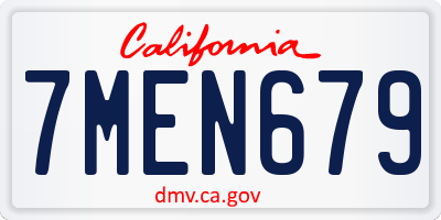 CA license plate 7MEN679