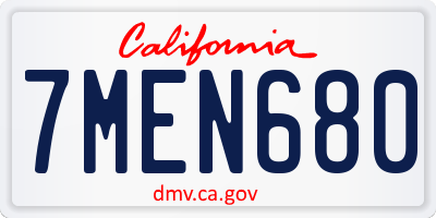 CA license plate 7MEN680
