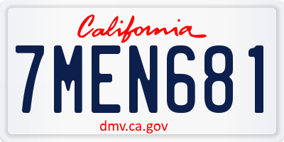 CA license plate 7MEN681