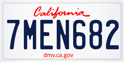 CA license plate 7MEN682