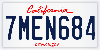 CA license plate 7MEN684