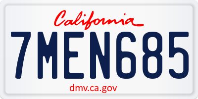 CA license plate 7MEN685