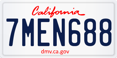 CA license plate 7MEN688