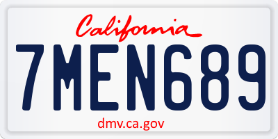 CA license plate 7MEN689