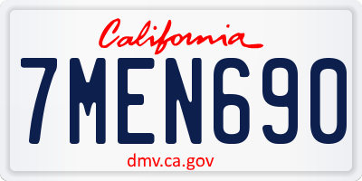 CA license plate 7MEN690