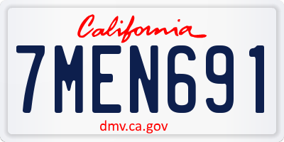 CA license plate 7MEN691