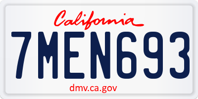 CA license plate 7MEN693