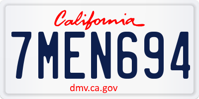CA license plate 7MEN694