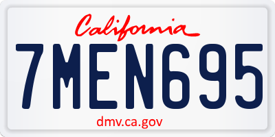 CA license plate 7MEN695