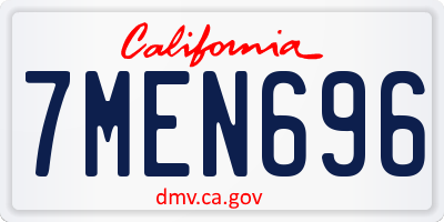 CA license plate 7MEN696
