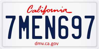 CA license plate 7MEN697