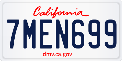CA license plate 7MEN699