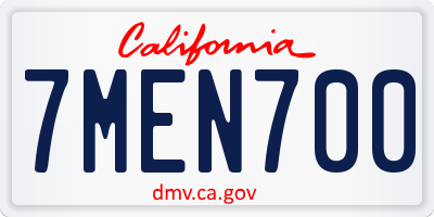 CA license plate 7MEN700