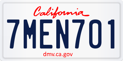 CA license plate 7MEN701