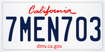CA license plate 7MEN703