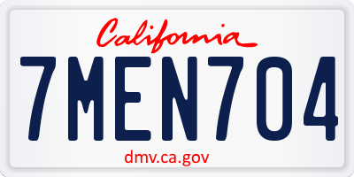 CA license plate 7MEN704