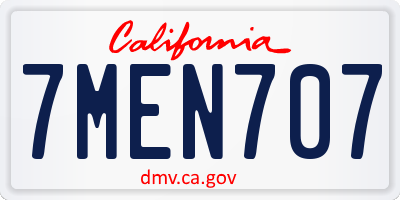 CA license plate 7MEN707