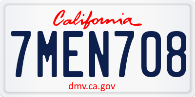 CA license plate 7MEN708