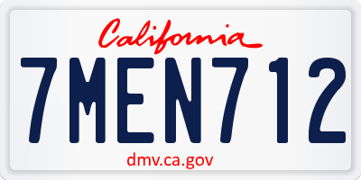 CA license plate 7MEN712