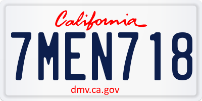CA license plate 7MEN718