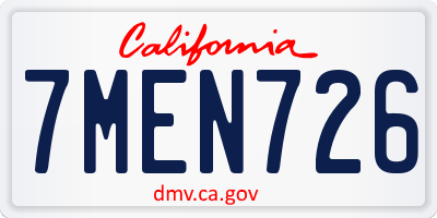 CA license plate 7MEN726
