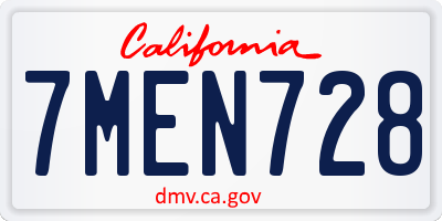CA license plate 7MEN728