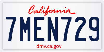 CA license plate 7MEN729