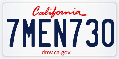 CA license plate 7MEN730