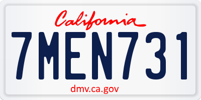 CA license plate 7MEN731