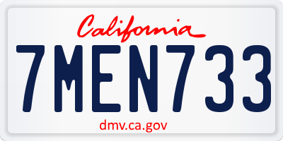 CA license plate 7MEN733