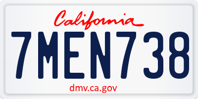 CA license plate 7MEN738
