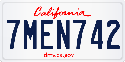 CA license plate 7MEN742