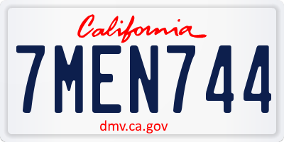 CA license plate 7MEN744