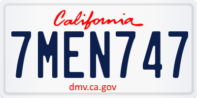CA license plate 7MEN747
