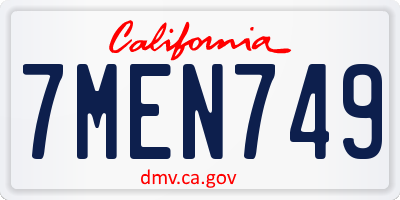 CA license plate 7MEN749