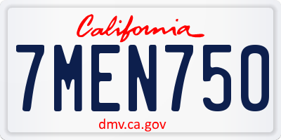 CA license plate 7MEN750