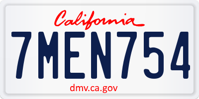 CA license plate 7MEN754