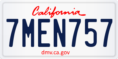 CA license plate 7MEN757