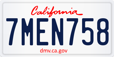 CA license plate 7MEN758