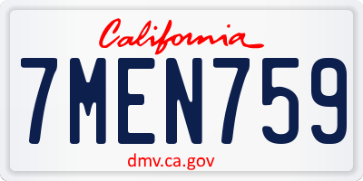 CA license plate 7MEN759