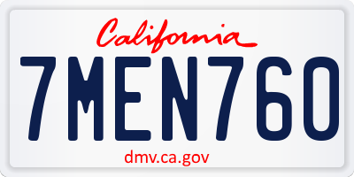 CA license plate 7MEN760