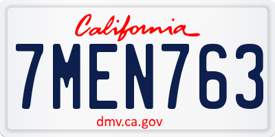CA license plate 7MEN763