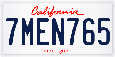 CA license plate 7MEN765