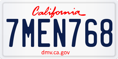CA license plate 7MEN768