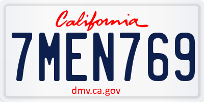 CA license plate 7MEN769