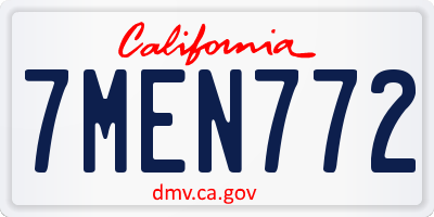 CA license plate 7MEN772