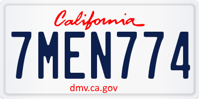 CA license plate 7MEN774