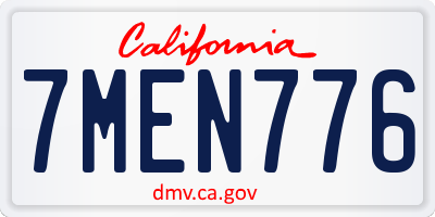 CA license plate 7MEN776