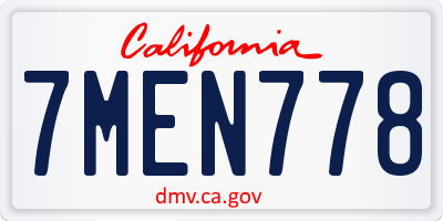 CA license plate 7MEN778