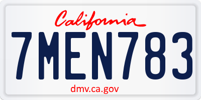 CA license plate 7MEN783